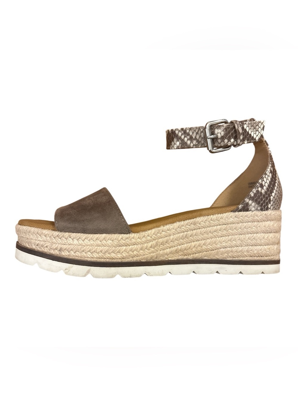 Dolce Vita Wedge Espadrille Sandal 6.5 Gray Suede Snake Print Ankle Strap